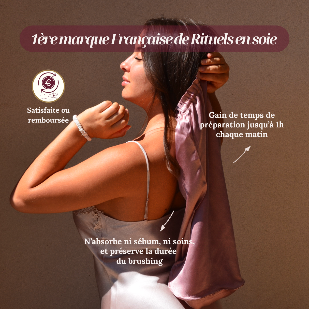 Le Cocon – Bonnet de nuit protecteur - 100% soie de mûrier